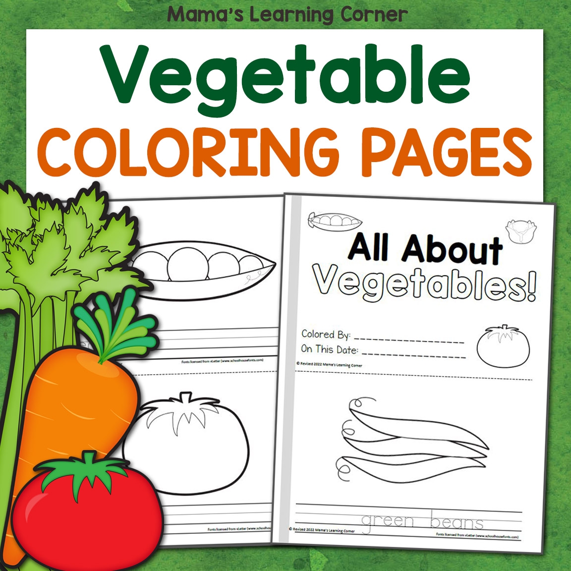 Vegetable Coloring Pages Mamas Learning Corner