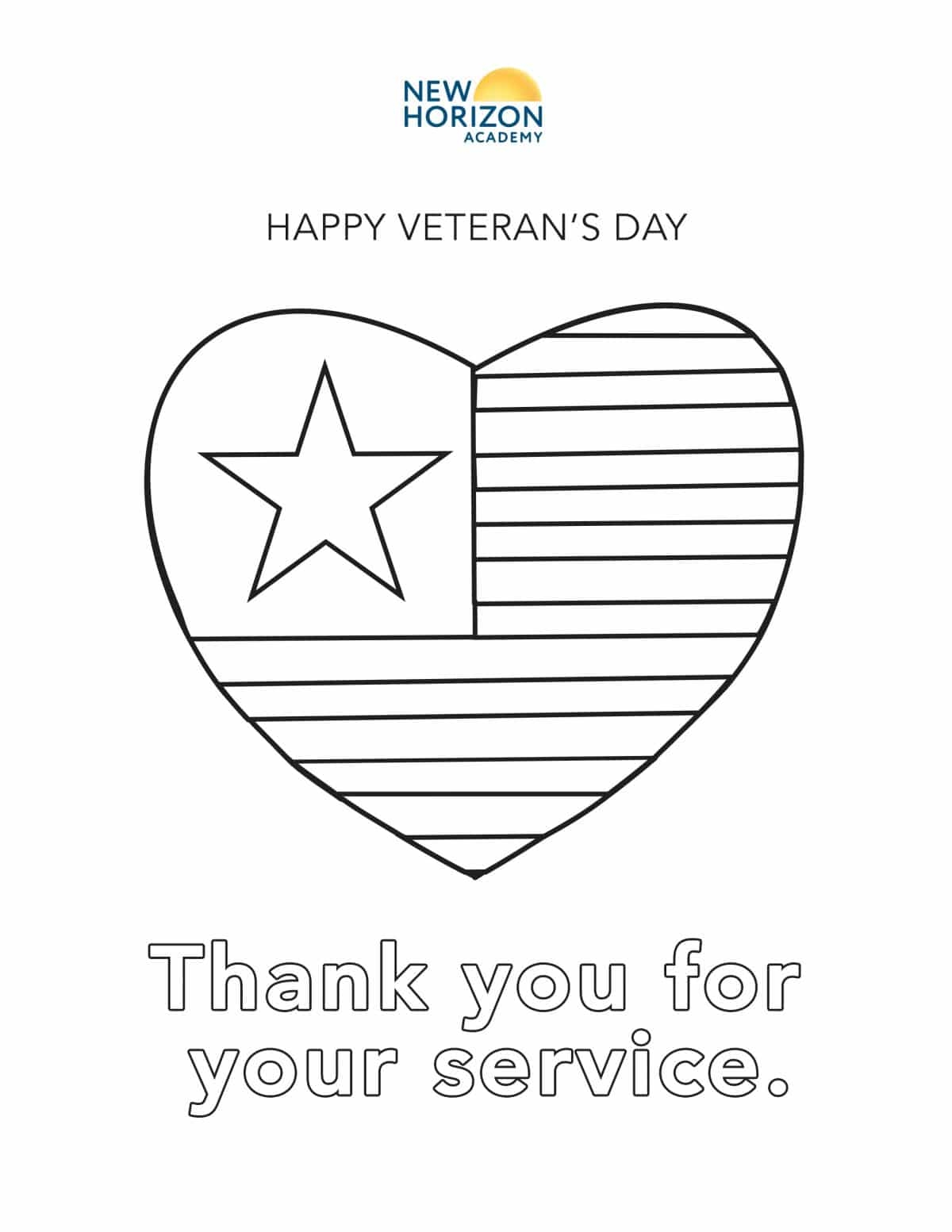 Veteran s Day Coloring Sheet New Horizon Academy