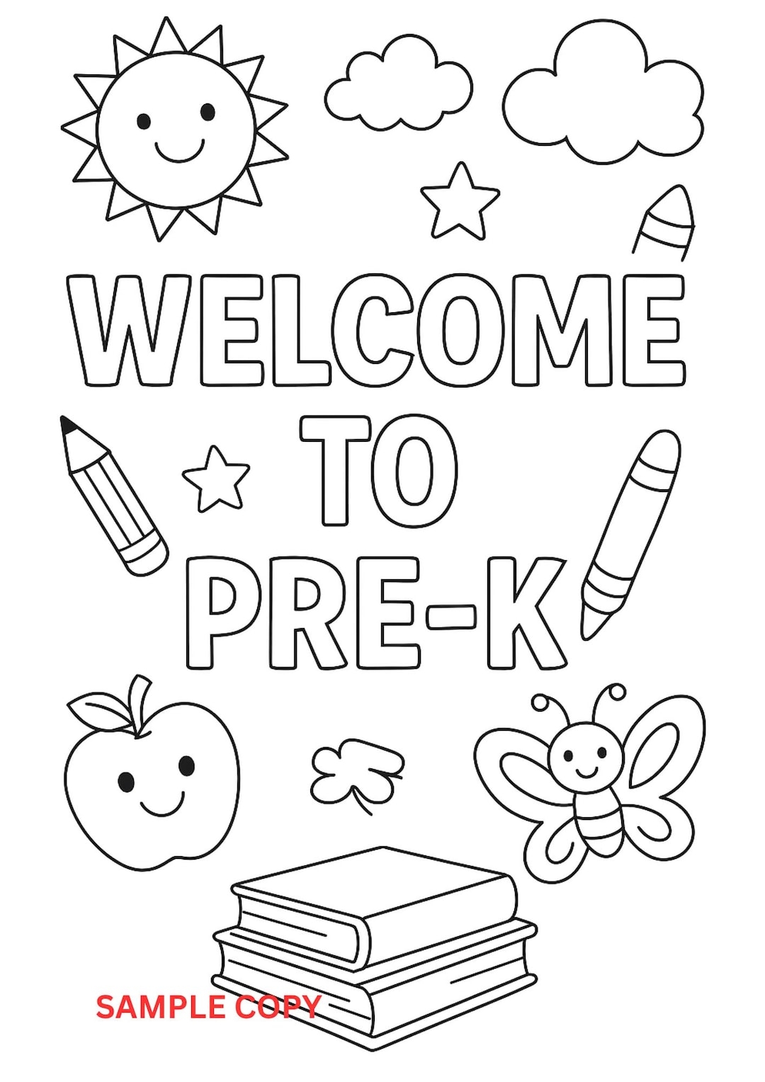 Welcome To Pre k Coloring Pages 2 Page Printable Bundle First Day Of School Preschool Activity Fun Back To School Coloring PDF Etsy