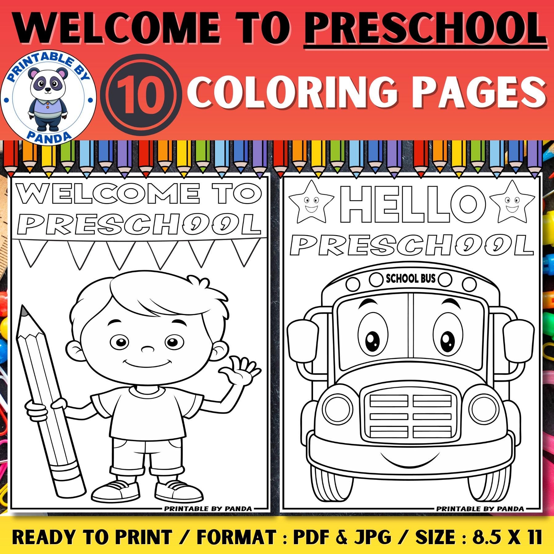 Welcome To Preschool Coloring Pages Back To School Activity PDF JPG Etsy New Zealand