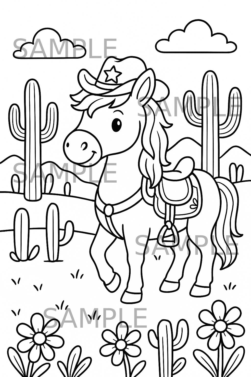 Western Pony Coloring Page Printable Cowboy Pony Coloring Sheet For Kids Wild West Horse Activity Page Digital Download Printable Etsy