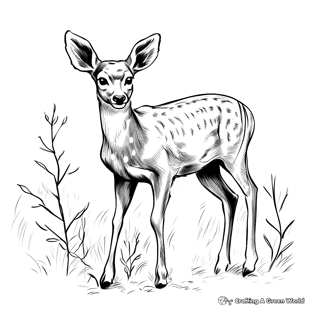 White Tailed Deer Coloring Pages Free Printable 