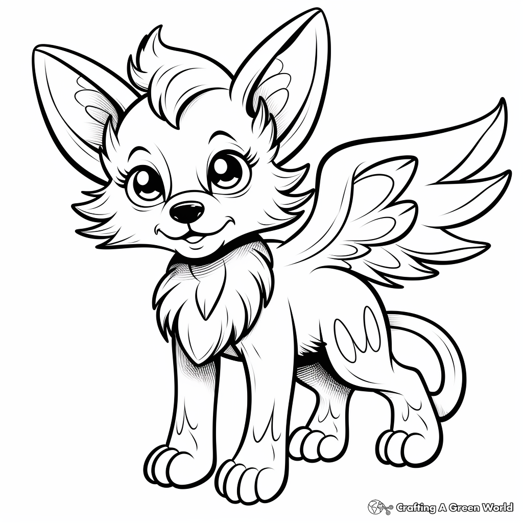 Winged Wolf Coloring Pages Free Printable