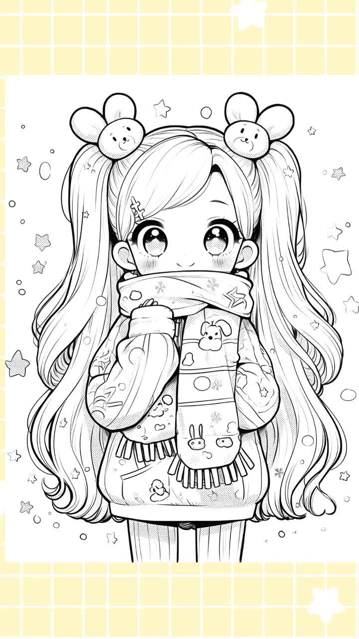 Winter Chibi Girls Coloring Pages Adult Coloring Book Cute Kawaii Girls Coloring Printable Digital Download Etsy