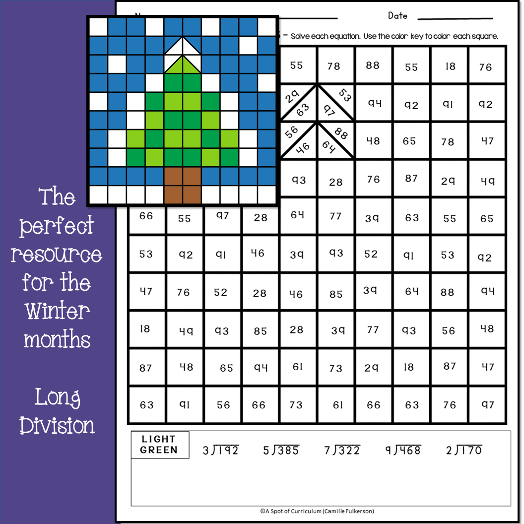 Winter Math Coloring Pages Multiplication And Long Division Made By Teachers