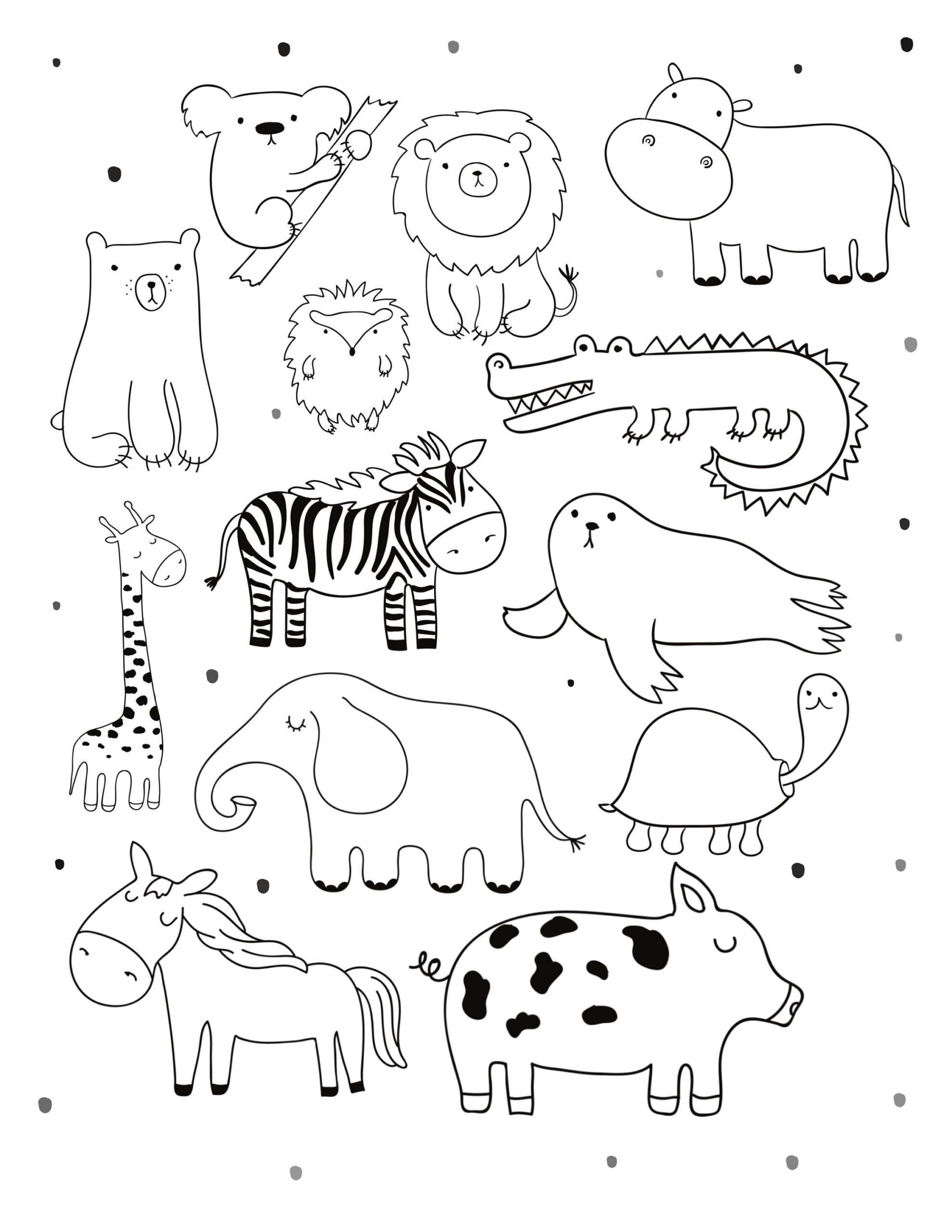 Zoo Animal Coloring Page For Kids PDF Etsy