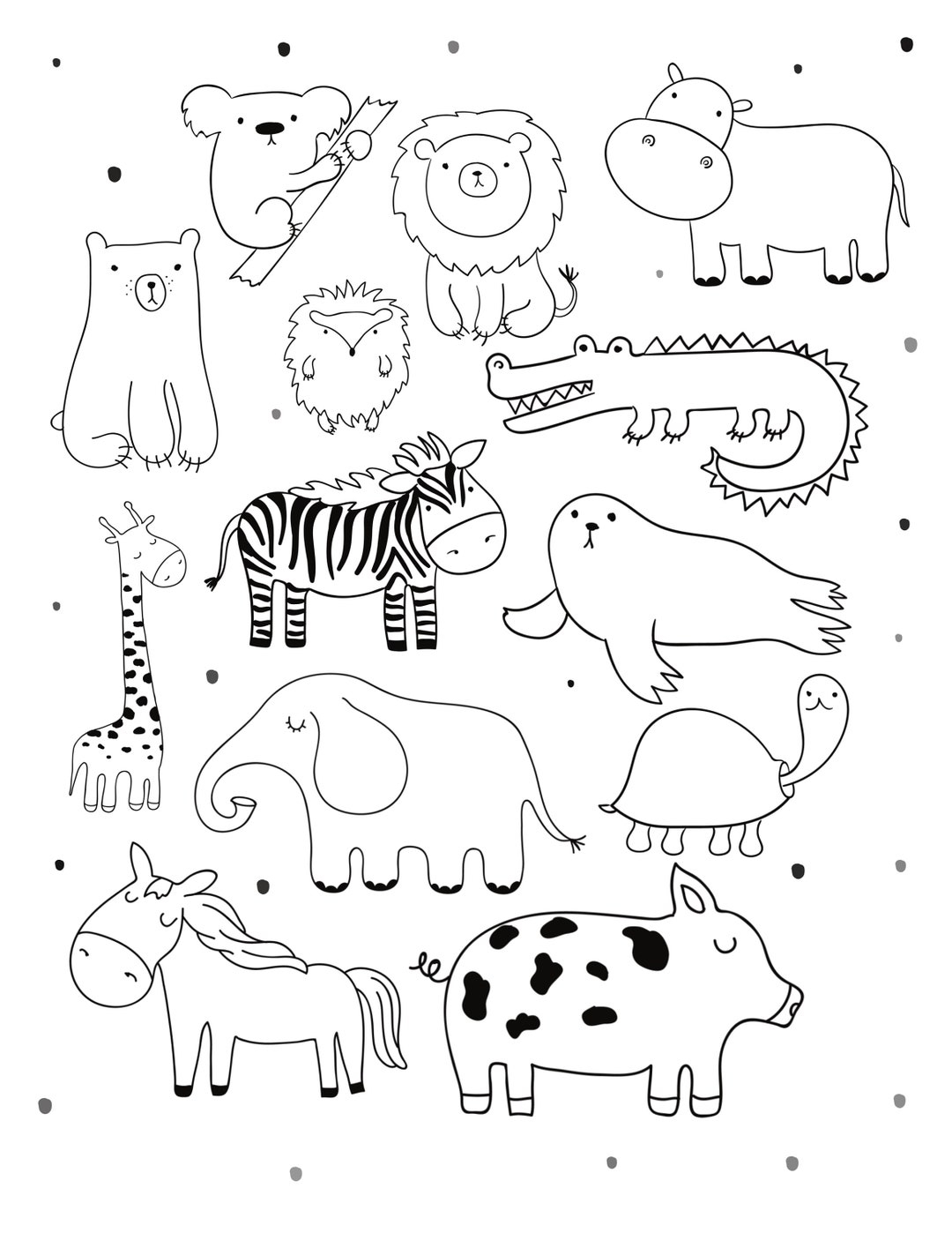 Zoo Animal Coloring Page For Kids PDF Etsy Australia