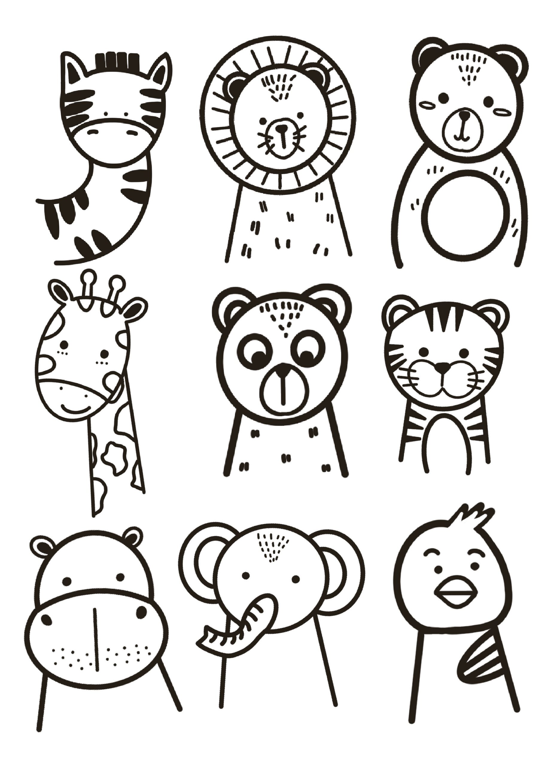 Zoo Animal Coloring Page Kids Printable Activity digital Download Etsy Israel