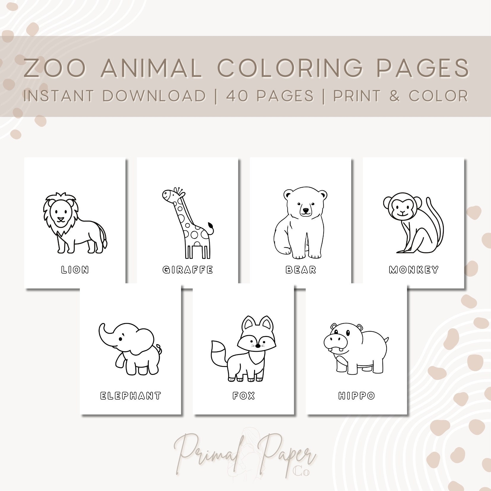 Zoo Animal Coloring Pages Preschool Coloring Pages Animal Coloring Pages Preschool Worksheet Preschool Education Page Etsy